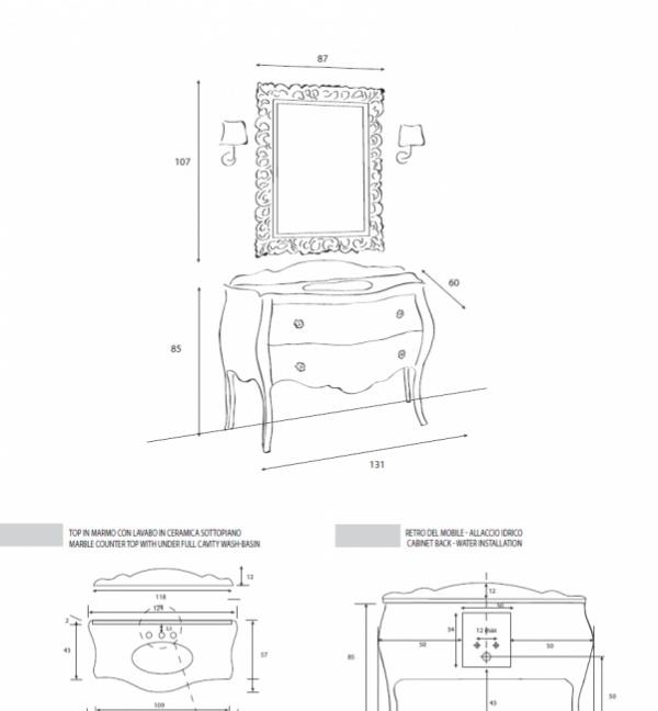 Cezares Carlotta Classico, Тумба для раковины, CARL02.07