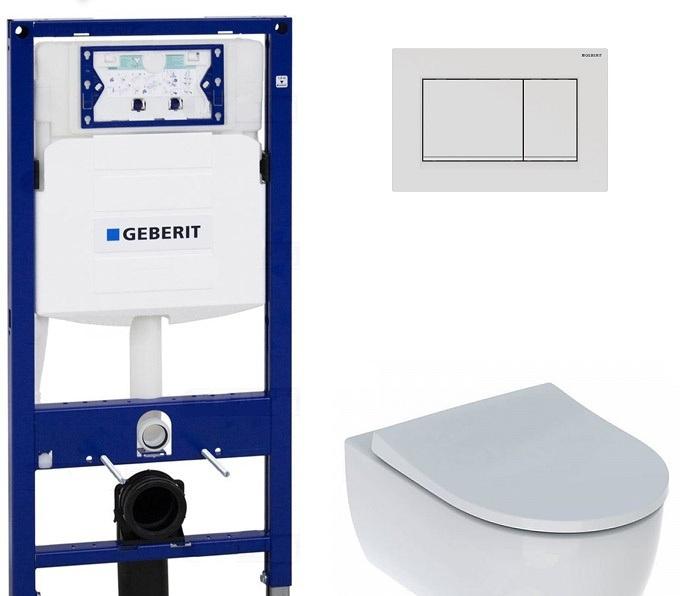 Geberit iCon, Унитаз подвесной с инсталляцией и кнопкой, 500.300.01.I
