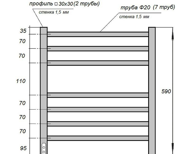 Полотенцесушитель электрический - Point, Веста, 8x53x59 см, PN70756BR