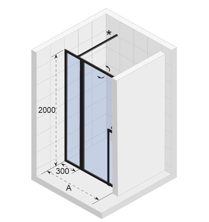 Душевая дверь - Riho, Lucid, 120x200 см, GD104 GD112B000 / G005005121 / GD112B000