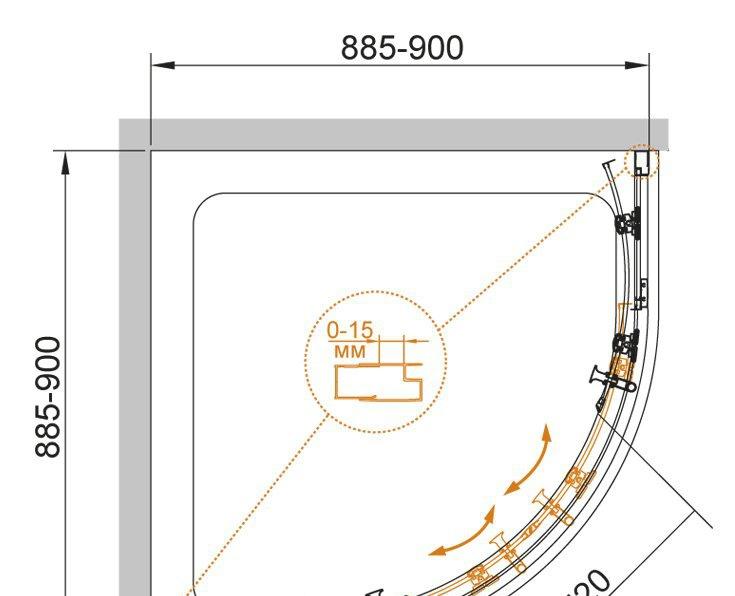 Душевой уголок - Cezares, Eco, 90x90x190 см, ECO-O-R-2-90-C-NERO