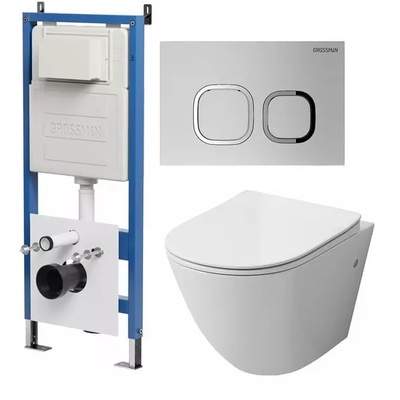 Grossman без коллекции, Унитаз подвесной с инсталляцией и кнопкой, 97.4411S.02.110