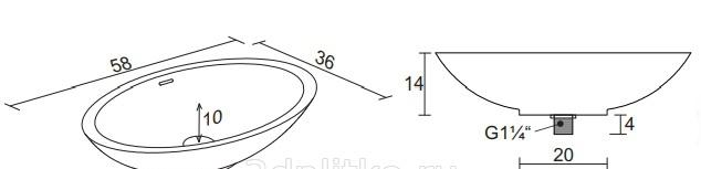 Раковина - Riho, Avella, 36x58x14 см, F7AN6058361110 / W016003105