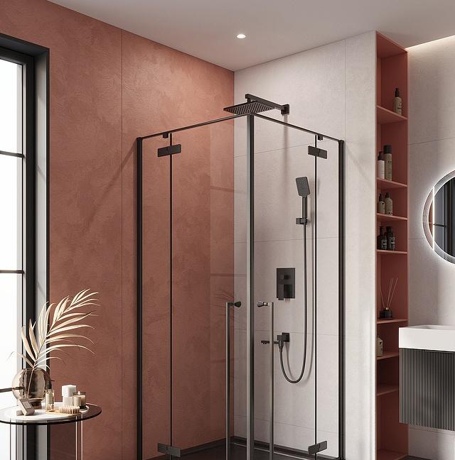 Душевой уголок - Cezares, Liner, 90x90x195 см, LINER-A-2-90-C-NERO