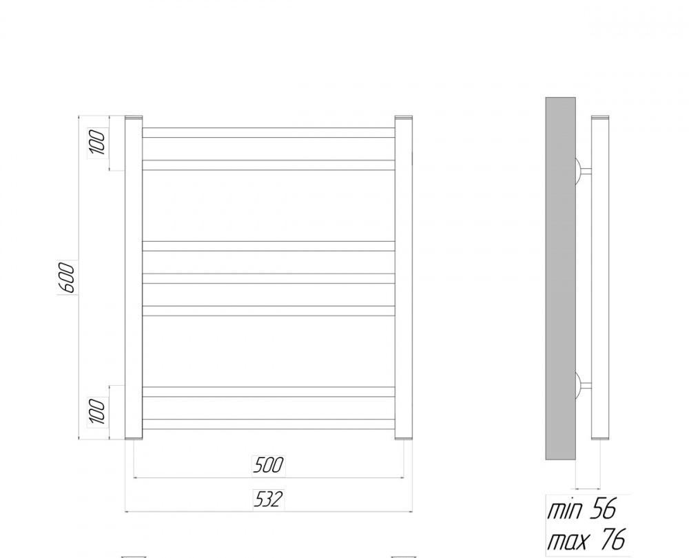 Полотенцесушитель водяной - Lemark, Ursus, 7x50x60 см, LM72607BL