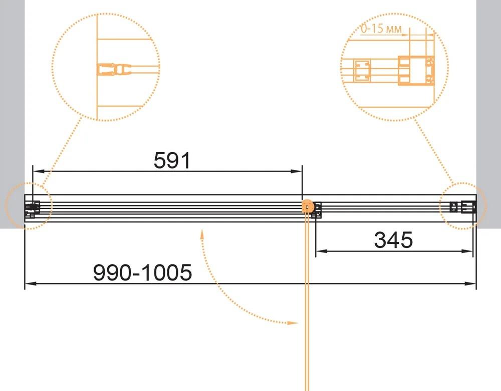 Душевая дверь - Cezares, Urban, 100x195 см, URBAN-B-12-100-C-CR / B-12-100-C-CR