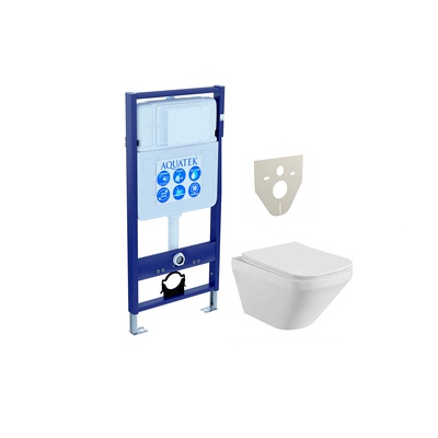 Aquatek Лира, Унитаз подвесной с инсталляцией и кнопкой, SET AQUATEK ЛИРА