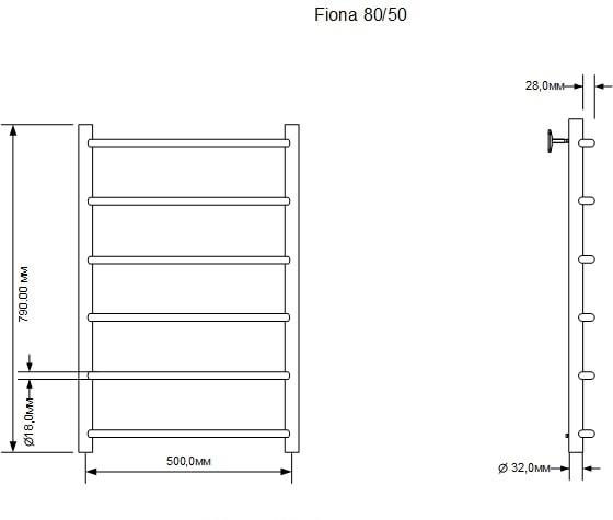 Полотенцесушитель водяной - Aquanet, Fiona, 50x80 см, 00266737