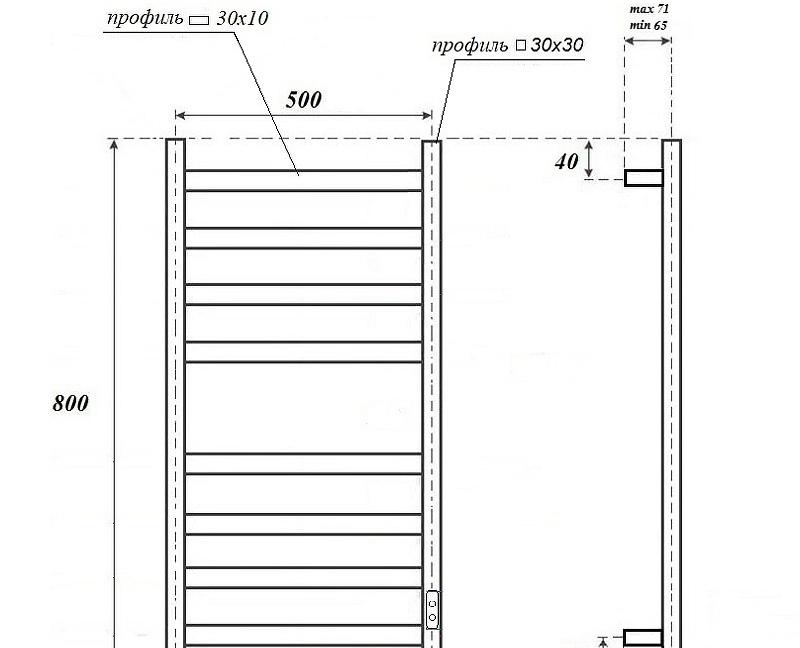 Полотенцесушитель электрический - Point, Меркурий, 8x53x80 см, PN83858