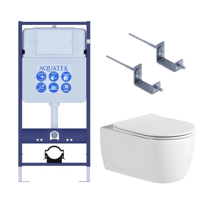 Aquatek Европа, Унитаз подвесной с инсталляцией и кнопкой, Set AQUATEK ЕВРОПА New-KKI2