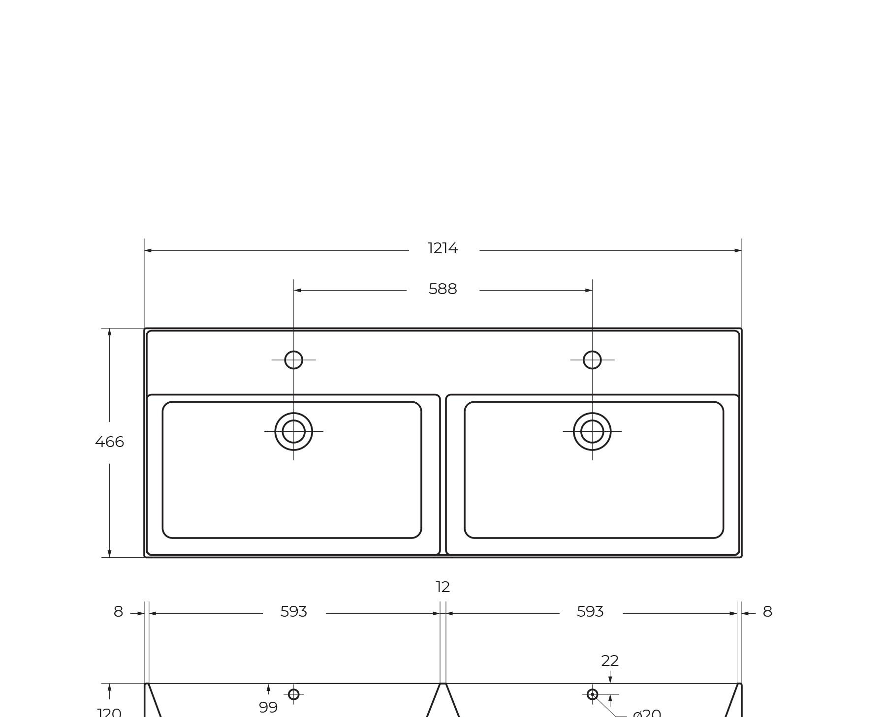 Cezares без коллекции, Раковина, CZR-MIL-120-2-LVB