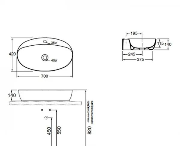 Azzurra Elegance, Раковина, ELLA070420CMBI/(ECI70M bi)*1
