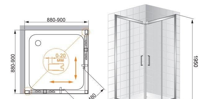 Душевой уголок - Cezares, Porta, 100x100x195 см, PORTA-D-A-2-100-P-Cr / PORTA-A-2-100-P-Cr