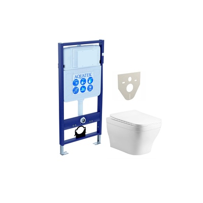 Aquatek Дива, Унитаз подвесной с инсталляцией и кнопкой, SET AQUATEK АМАДЕО cm