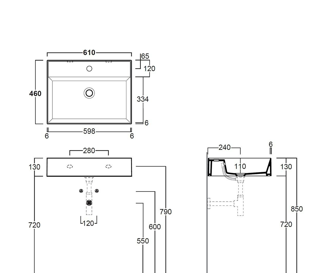Раковина - Simas, Agile, 46x61x13 см, RV.wb.100Rh