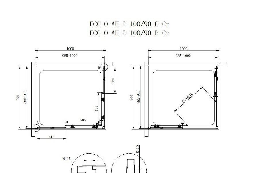 Душевой уголок - Cezares, Eco, 80x120x190 см, ECO-O-AH-2-100/90-P-Cr