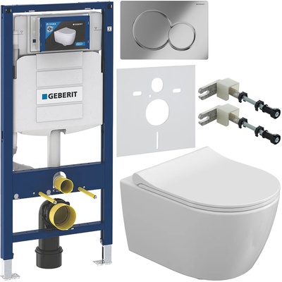 Geberit без коллекции, Унитаз подвесной с инсталляцией и кнопкой, 967-2-WM