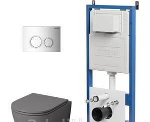 Grossman без коллекции, Унитаз подвесной с инсталляцией и кнопкой, 97.4455GMS.01.100