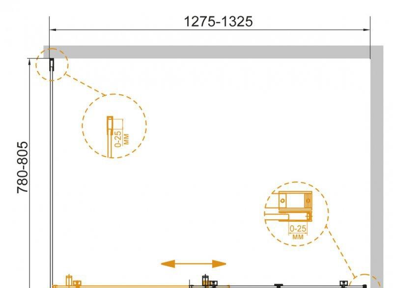 Душевой уголок - Cezares, Stylus, 80.5x132.5x195 см, STYLUS-SOFT-AH-1-130/80-C-Cr / SOFT-AH-1-130/80-C-Cr