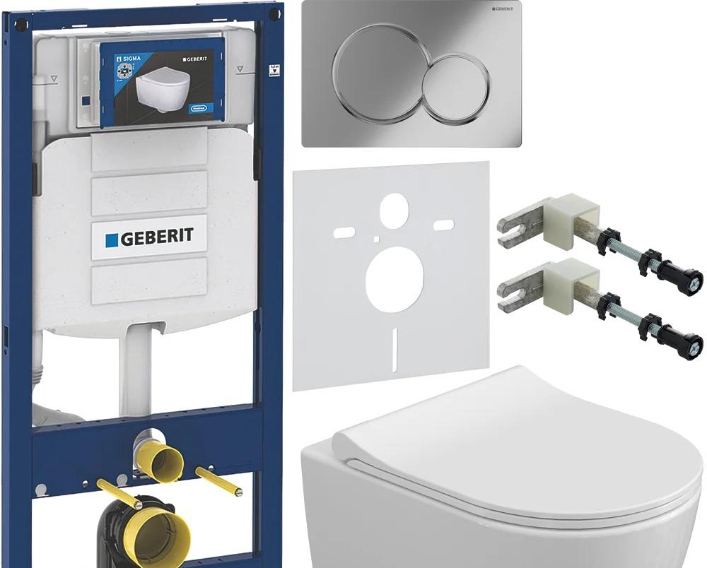 Geberit без коллекции, Унитаз подвесной с инсталляцией и кнопкой, 967-2-WM