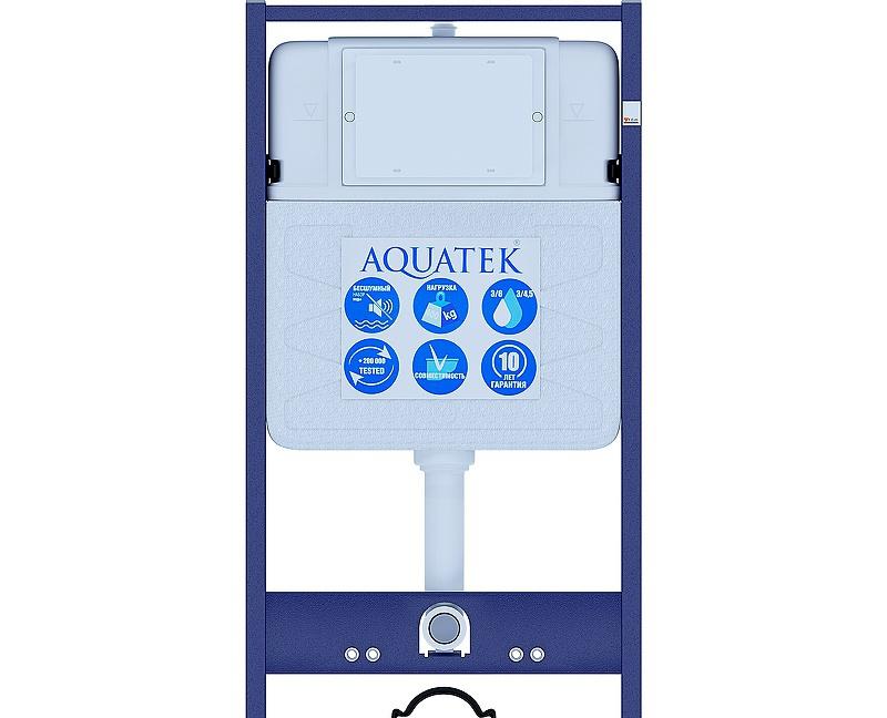 Aquatek Лира, Унитаз подвесной с инсталляцией и кнопкой, SET AQUATEK ЛИРА-010 4в1