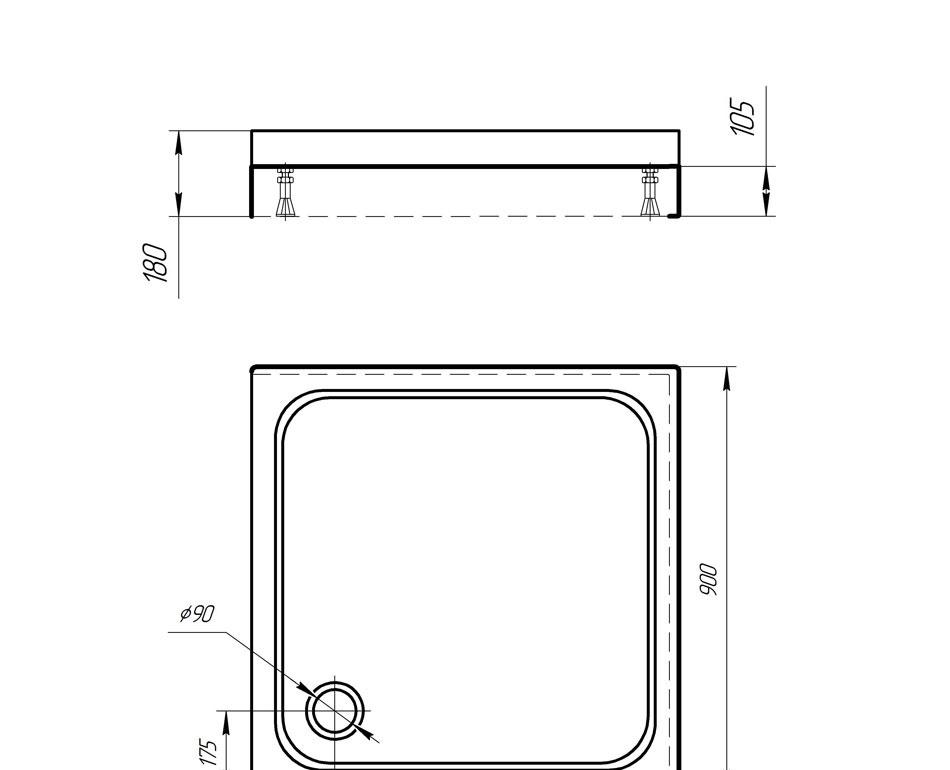 Душевой поддон - Aquatek, без коллекции, 90x90x7.5 см, DP-0000004