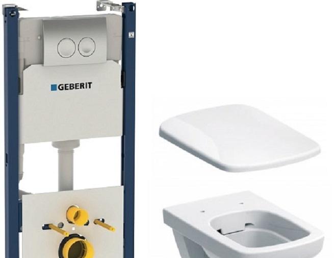 Geberit Selnova, Унитаз подвесной с инсталляцией и кнопкой, 458.121.SE.1