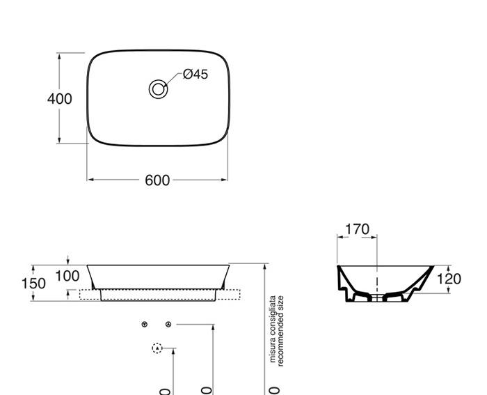 Azzurra Prua, Раковина, PRLN06040000BI/(PRU60/IN bi)*0