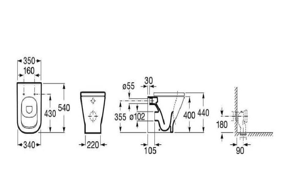 Roca Gap, Унитаз приставной, 347737000