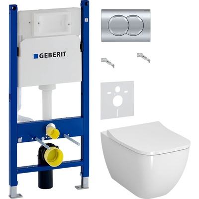 Geberit без коллекции, Унитаз подвесной с инсталляцией и кнопкой, BB507B/BB2020SC/BB002-80/BB005-PR-CHROME