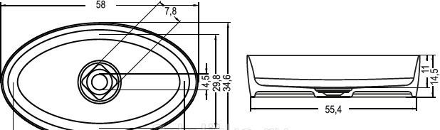 Раковина - Riho, Oval, 35x58x15 см, W025001105 / F70028