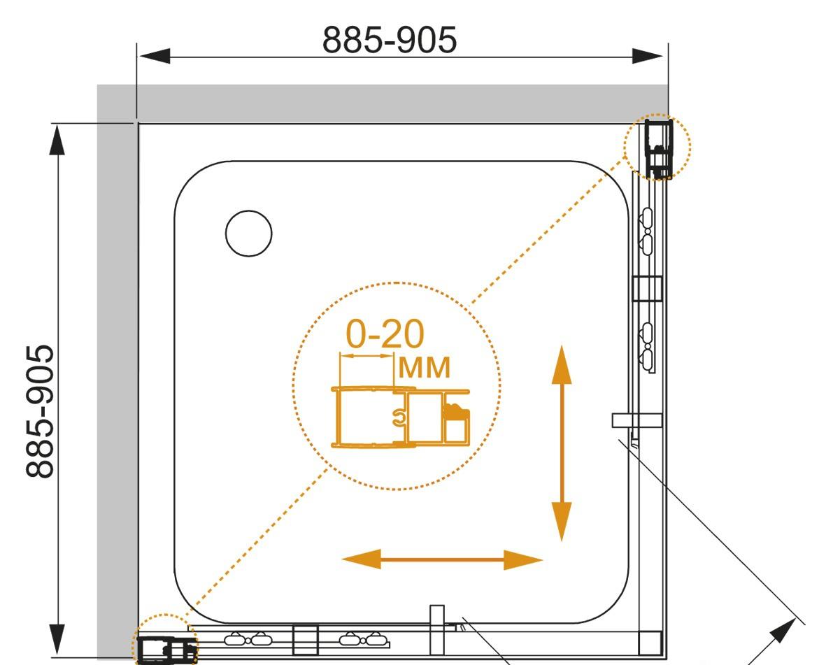 Душевой уголок - Cezares, Momento, 90x90x195 см, DUE-A-2-90-C-Cr