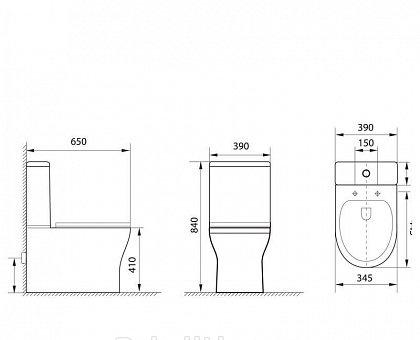 Aquanet Rimless Roll-C, Унитаз компакт, CL-12249B