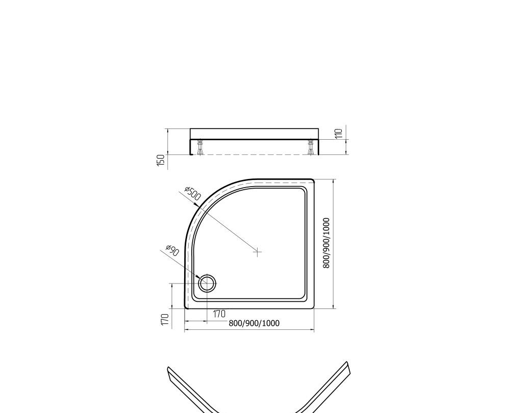 Душевой поддон - Aquatek, без коллекции, 80x80x15 см, DPA-0000007