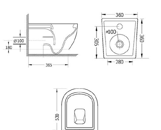 Cezares Relax, Унитаз приставной, CZR-3806-53-TH-TOR/SC