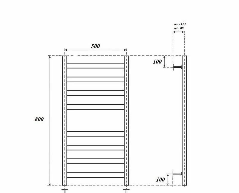 Полотенцесушитель водяной - Point, Меркурий, 8.8x53x80 см, PN83158W