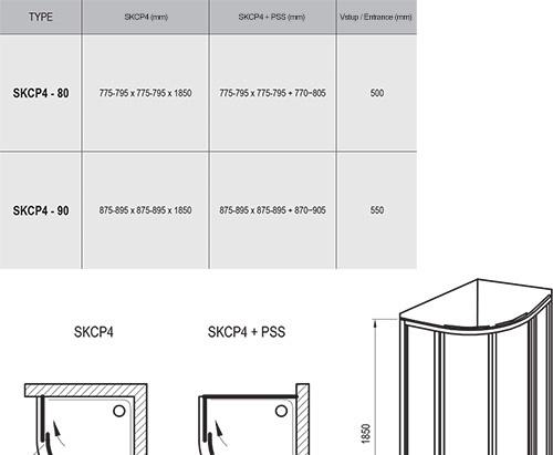 Душевой уголок - Ravak, Supernova, 80x80x185 см, 31140U00Z1
