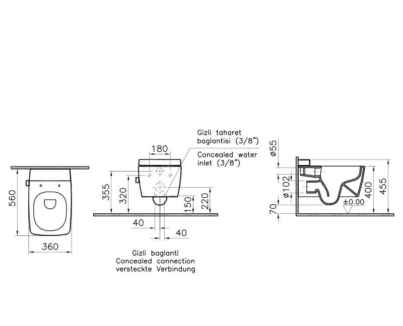 Vitra Metropole Rem-Ex, Унитаз подвесной, 7672B003-1687