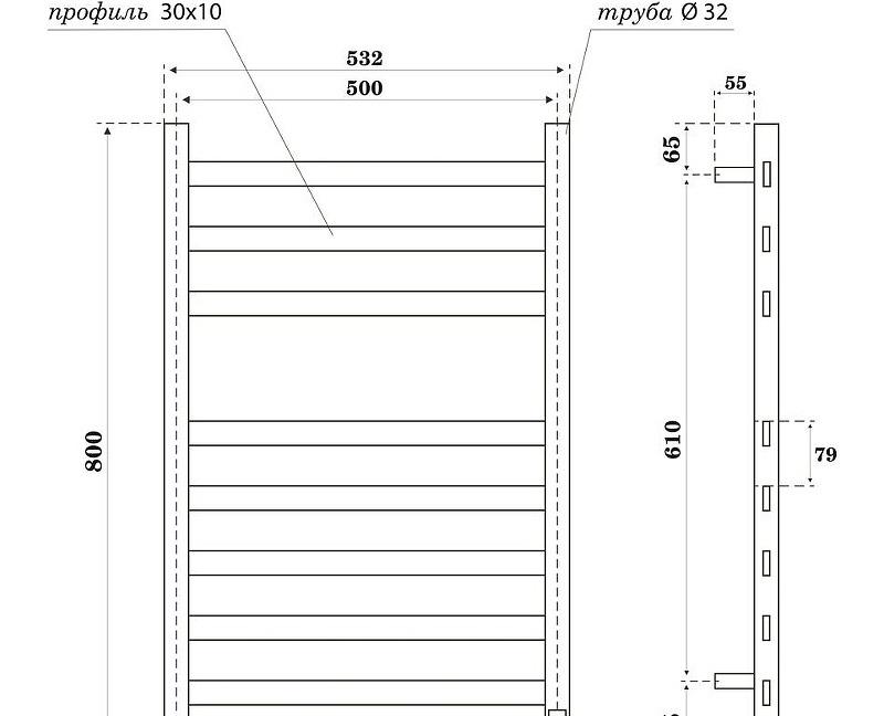 Полотенцесушитель электрический - Point, Селена, 8.7x53.2x80 см, PN16858B