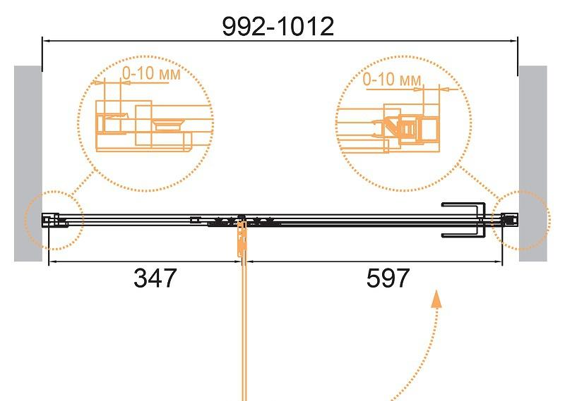 Душевая дверь - Cezares, Bellagio, 101.2x196.8 см, BELLAGIO-B-12-100-C-NERO