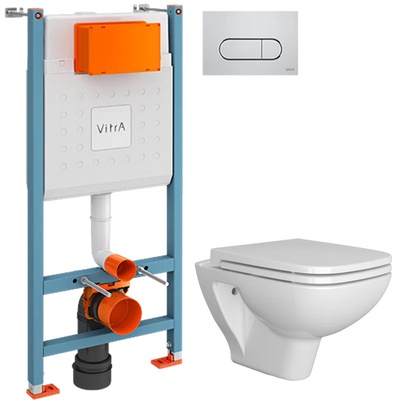 Vitra без коллекции, Унитаз подвесной с инсталляцией и кнопкой, 9864B003-7201