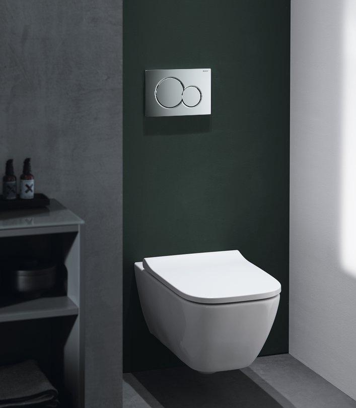 Geberit Smyle, Унитаз подвесной с инсталляцией и кнопкой, 500.300.21.S