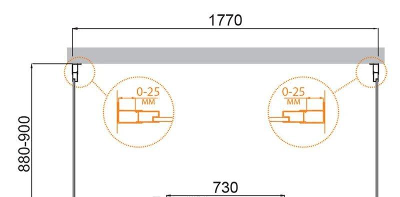 Душевой уголок - Cezares, Molveno, 90x180x195 см, MOLVENO-AH-22-180/90-C-Cr-IV