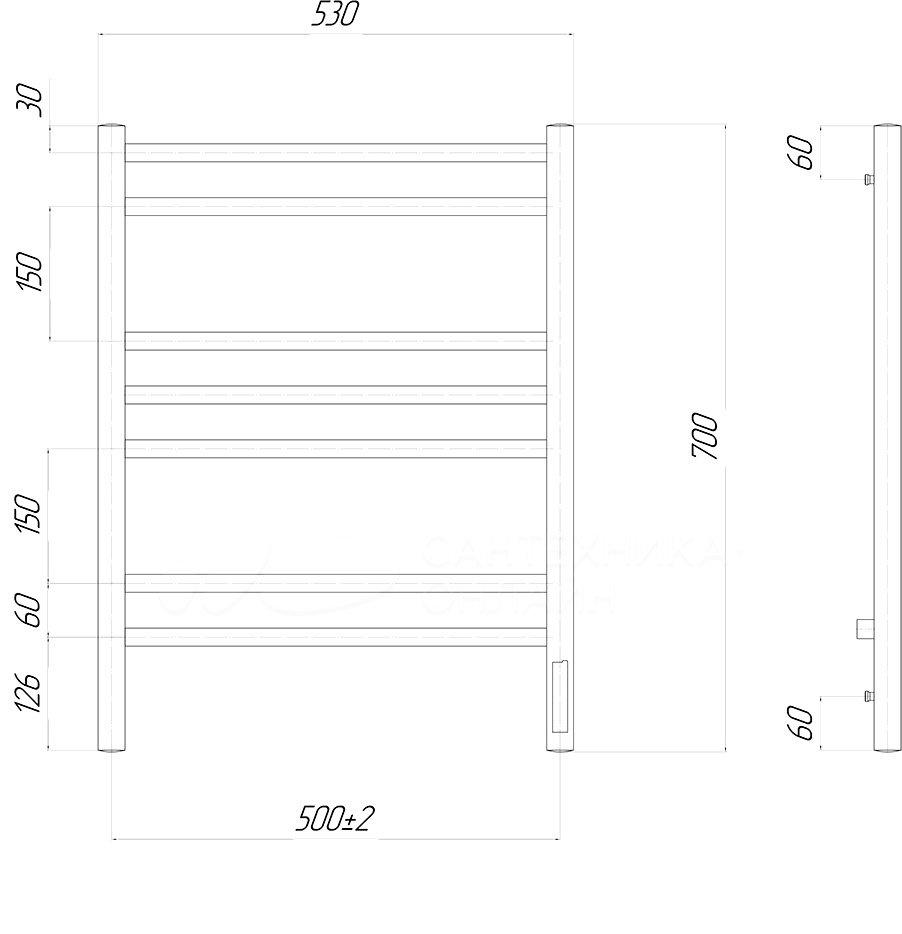 Полотенцесушитель электрический - Lemark, Unit, 6.8x53x70 см, LM45707Z