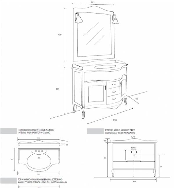 Cezares Andama Classico, Тумба для раковины, AN02.01 / AN02.01.103