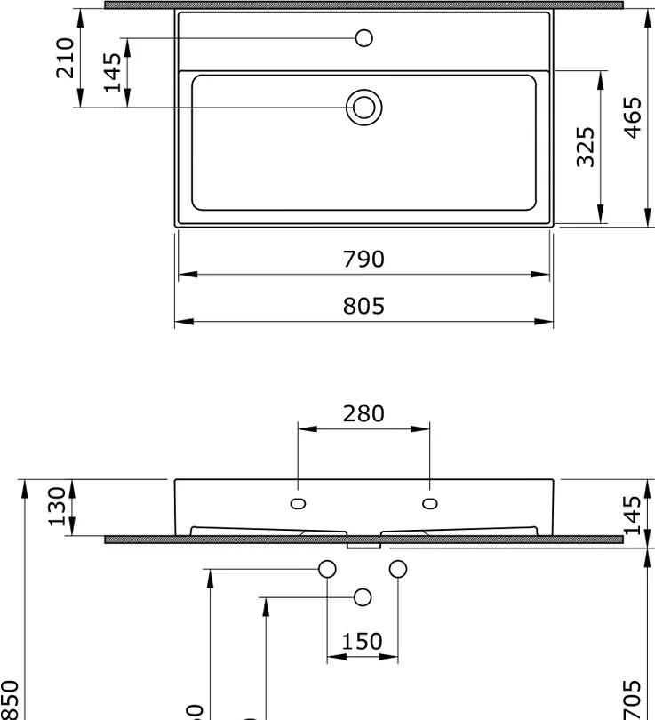 Раковина - Bocchi, Milano, 46.5x80.5x14.5 см, 1WH501629