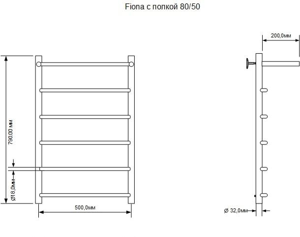 Полотенцесушитель водяной - Aquanet, Fiona, 50x80 см, 00266741