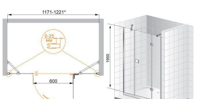 Душевая дверь - Cezares, Elena, 200x195 см, ELENA-W-B-22-200-C-Cr