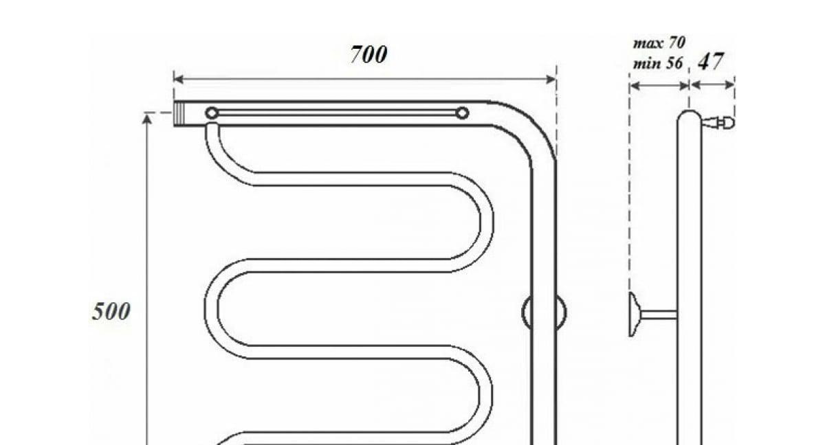 Полотенцесушитель водяной - Point, Фокстрот, 11.4x50x70 см, PN25557P