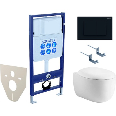 Aquatek Альтаир, Унитаз подвесной с инсталляцией и кнопкой, SET AQUATEK АЛЬТАИР cm-012 4в1